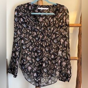 Veronica Beard Black Floral Blouse